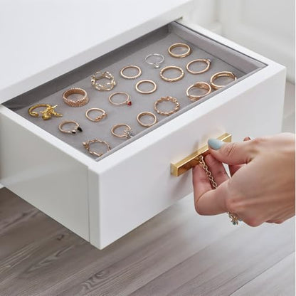 12 Pcs Small Velvet Jewelry Trays Stackable Jewelry Drawers Organizer Trays, Jewelry Storage Display Trays for Necklace Earring Ring Bracelet, Grey (8.26 x 4.92 x 0.98 Inches)