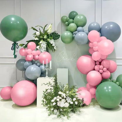 MEBAY Sage Green Pink Gold Balloon Arch Kit, 141Pcs Sage Green Pastel Pink Chrome Gold Sand White Latex Balloons for Birthday Wedding Baby Shower Gender Reveal Anniversary - color: 141-sage Green