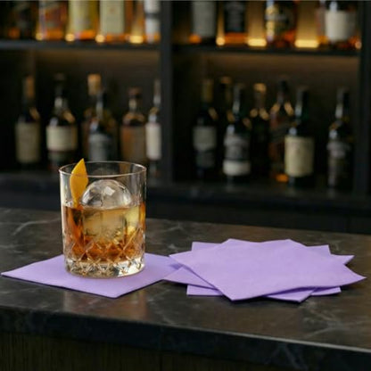 AMERICAN HOMESTEAD Cocktail Napkins - Premium 4.75"x4.75" Disposable Linen-Like Beverage Napkins - Bulk Square Party Bar Serviettes for Weddings, Parties, Events, and Daily Use - (Lilac -100 Count) - color: Lilac, size: 4.75 x 4.75