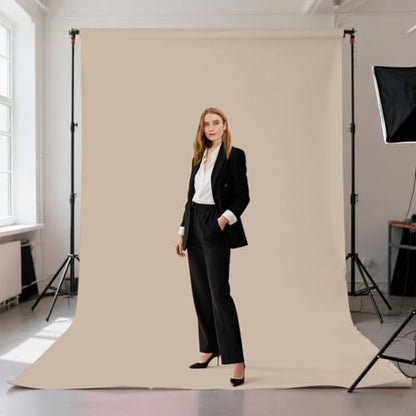 Beige Screen Backdrop 5x7ft Photography Background Meeting Photo Studio Shooting Props - color: Beige, size: 5x7ft