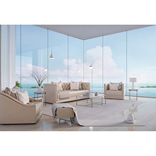 Yeele 10x8ft Modern Luxury Sea View Living Room Backdrop Beach Window House with Business Office Interior Photography Background Home Design New Lifestyle Photo Studio Props