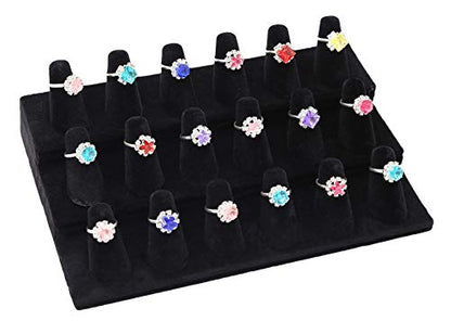 Stratalife Ring Holder 18 Slot Finger Ring Display Jewelry Holder Organizer Storage Jewelry Display Stand for Vendor Selling Velvet Black