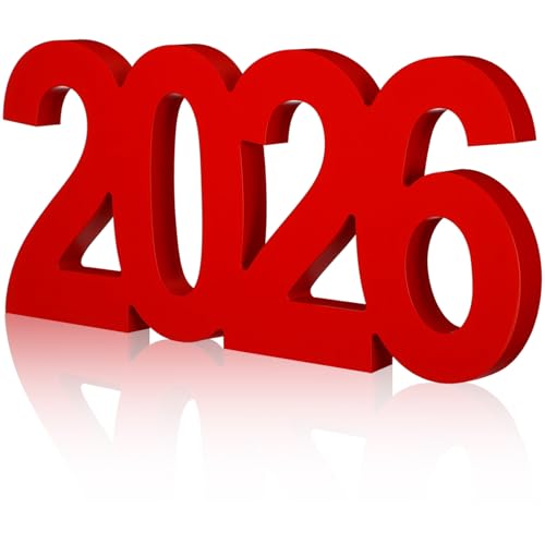 AceOrbit Graduation Decorations 2026 Table Sign Centerpieces 13" x 5.5" Wooden Class of 2026 Block Graduation Photo Booth Props for High School Seniors Night Decor College Party Supplies(Red) - color: Red