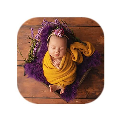 Newborn Photography Props Boys Girls Wrap Baby Photo Props Soft Knit Blanket Cloth (Ginger Yellow) - color: Ginger Yellow