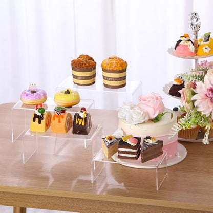 Chuangdi 20 Pcs Acrylic Display Risers, Clear Product Stand, Jewelry Display Riser Shelf Showcase Fixtures for Figure Dessert Cupcake Candy Action Showcase(Super Large Set) - color: Clear, size: Super Large Set