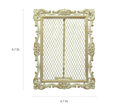Baroque Metallic Jewelry Tower/Earring Organizer | For Home Decor, and Earrings (Ivory w/Gold Accents / 6.7”x8.6”x0.6”) Gift Box