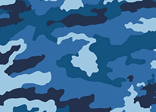 Blue Camouflage Backdrop Fabric 17x10ft Army Camo Military Texture Photography Background for Welcome Back Soldier Party Decorations Military Men Portrait Farewell Photoshoot Props - size: 17x10FT