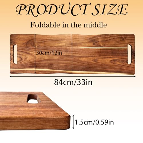 Large Charcuterie Board with Handles – 33 x 12 Inch Extra Large Acacia Wood Foldable Long Serving Tray – Portable Big Cheese Board and Long Cutting Board for Appetizers, Party, or Travel