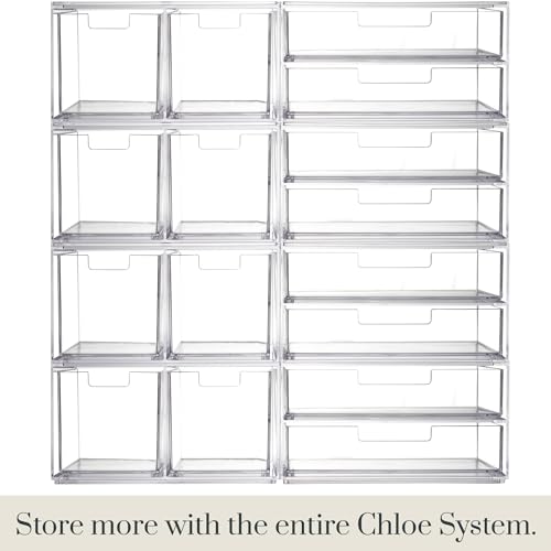 STORi Chloe Space-Saving Clear Drawer Organizer (4 Wide Drawers) Sort Office, Kitchen, Beauty Supplies, Makeup, Pens, Jewelry, Stationary, Made in USA - style: 7.5"W x 1.5"H Drawers (Set of 4)