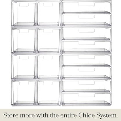 STORi Chloe Space-Saving Clear Drawer Organizer (4 Drawer Set) Sort Office, Kitchen, Beauty Supplies, Makeup, Pens, Jewelry, Stationary, Made in USA - style: Combo Drawer Set