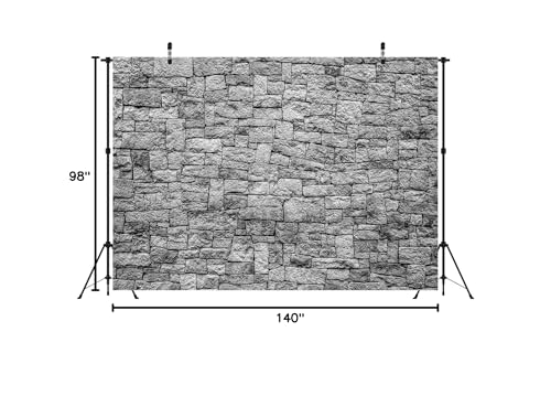 BELECO 12x8ft Fabric Dark Brick Stone Wall Backdrop Gray Rock Stones Texture Old Wall Background Medieval Castle Wall Party Decorations Banner Knight Party Supplies Photoshoot Props - size: 12x8ft
