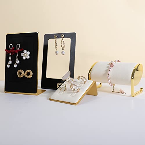 Beige Ring Display for Selling, Jewelry Ring Organizer-Velvet Metal Series - color: Cream