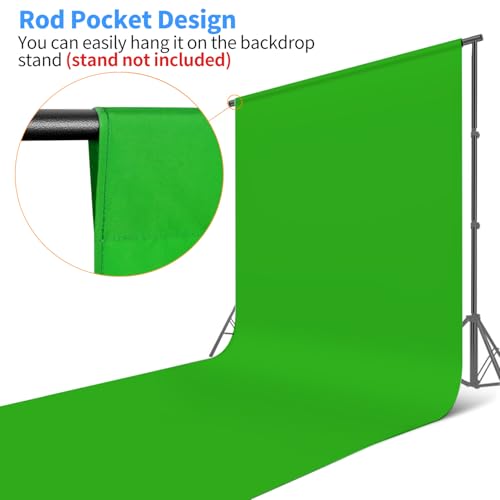 HEMMOTOP Green Screen Backdrop, 10 x 20 ft Chromakey Greenscreen Background, Large Seamless Green Backdrop Background Cloth, for Photography, Zoom, Live Streaming (Backdrop only) - color: Green, size: 10x20ft