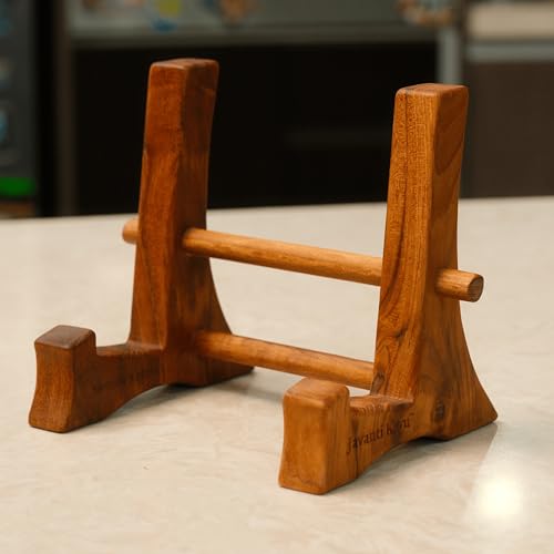 Chopping Board Stand – Teak Wood – Premium Handmade Holder Organizer for Boards, Drying Rack, Single or Dual Slot, Fits Thick Boards, Air-Dry Base (1 Slot (2.4 in Thickness)) - style: 1 Slot - 2.4" Thick