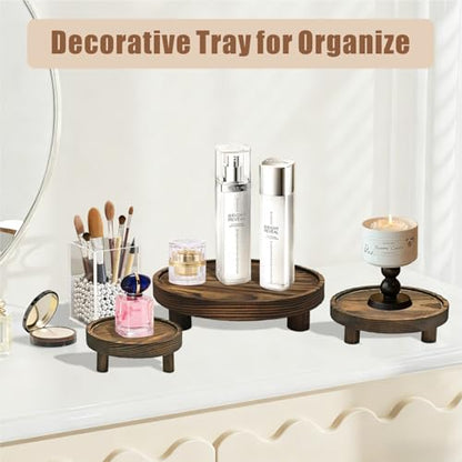 6 PCS 5/6/8 Inch Wooden Risers for Display Wood Pedestal Stand Round Mini Tray Stand Rustic Riser Tray Tiered Tray Decor for Party, Wedding, Birthday, Baby Shower,Home Décor