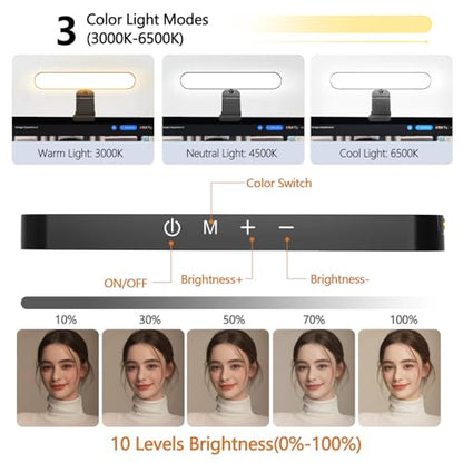 yAyusi Video Conference Light, LED Streaming Lighting for Laptop Computer Monitor, Desk Selfie Ring Light with Remote and Touch Control, PC Podcast Camera Webcam Light for Video Calls/Zoom Meetings