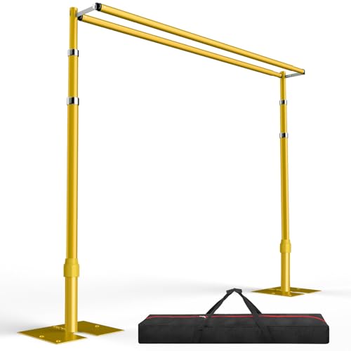 EMART Backdrop Stand Heavy Duty, Double Crossbar Pipe and Drape Photo Background Support Kit, Adjustable Metal Frame for Wedding Birthday Party Decorations-Gold，12x10Ft - color: Gold, size: 12×10FT