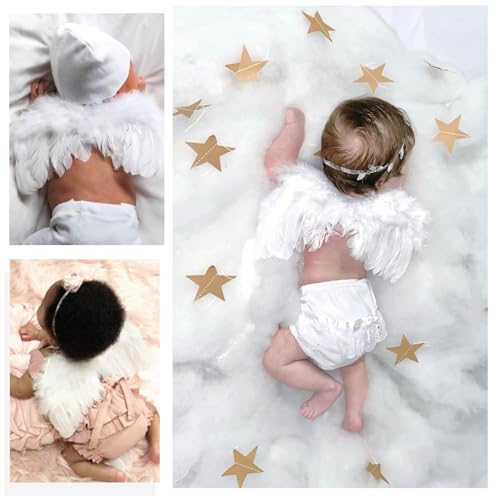 BLUETOP Cute Newborn Photography Outfits Boys Girls Baby Costume Set - style: 07 White Baby Angel Wings