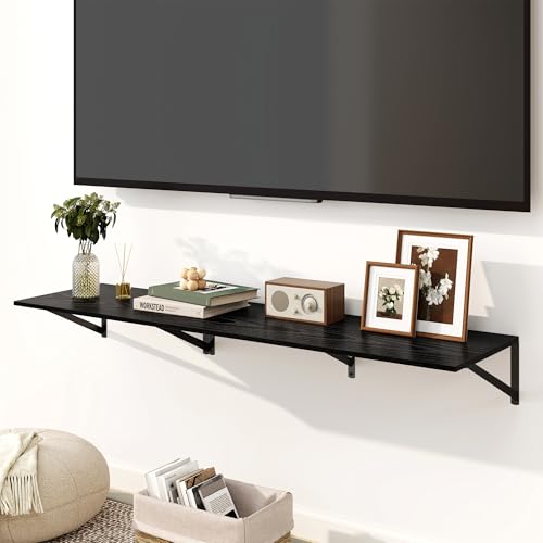 Fun Memories Floating Shelves for Wall, 12 Inch Deep Floating Shelves Set of 2, 36W x 12D Large Wall Shelf with Sturdy Metal Brackets for Living Room, Bathroom, Bedroom and Kitchen, Black - color: A-black, size: 36"W x 12"D