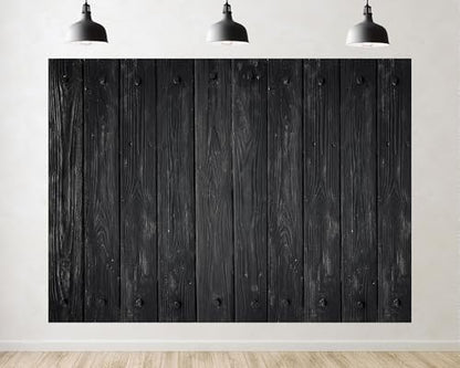 Trykid 6x4ft Black Wood Plank Texture Backdrop Rustic Timber Surface Photography Background Industrial Style Tapestry Party Decoration Photo Studio Prop Fabric - size: 6x4ft
