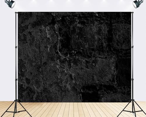 Trykid 12x8ft Dark Textured Stone Wall Backdrop Monochrome Rough Surface Architecture Photography Background Industrial Art Event Party Decoration Tapestry Photo Booth Prop Fabric - size: 12x8ft
