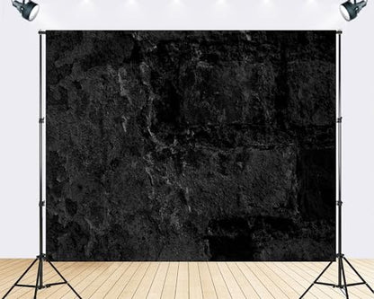 Trykid 10x10ft Dark Textured Stone Wall Backdrop Monochrome Rough Surface Architecture Photography Background Industrial Art Event Party Decoration Tapestry Photo Booth Prop Fabric - size: 10x10ft