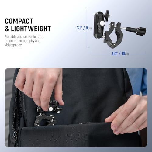 Neewer Action Camera Pole Mount with Two 360° Ball Heads 1/4" Screw Action Camera Adapter, Holder Clamp for Motorcycle Bike Handlebar, Compatible with GoPro Hero13 12 11 10 9 Max360 Insta360 DJI Osmo - style: GP-10