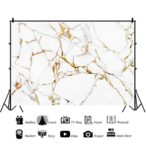 20x10ft Gold White Marble Backdrop Nature Stone Texture Pattern Backdrop Photography Background Abstract Marbling Photo Backdrops for Girls Birthday Wedding Party Photo Studio Props - size: 20x10ft