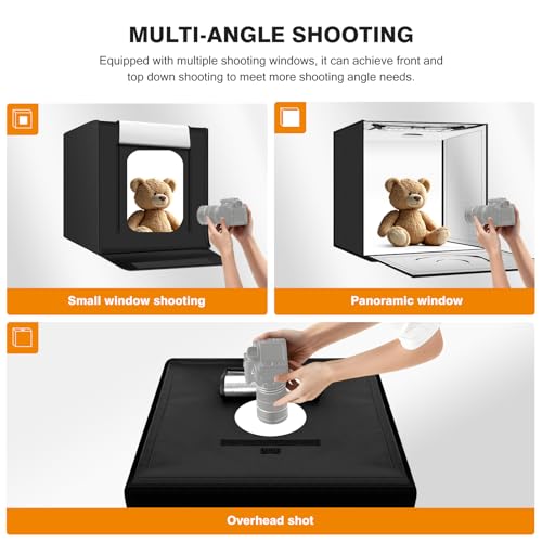 Light Box Photography 20"x20" with 160LED Lights and 4 Color Backdrops Photo Box with Lights, Foldable Light Box with Adjustable Brightness, 3000-6500K Dimmable Portable Picture Box Shooting - size: 20" with 3000-6500K