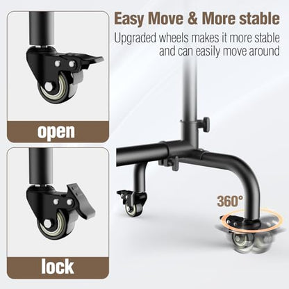 EMART Rolling Backdrop Stand with Wheels - 10 x7.5 ft (WxH) Adjustable - Moveable Photo Banner Background Holder Photography Frame Kit Adjustable for Parties Decoration Photoshoot