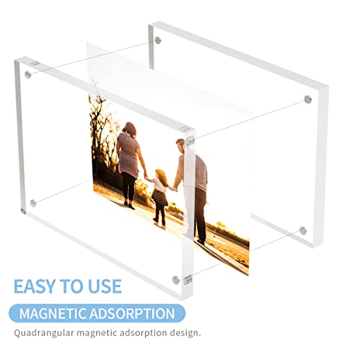 Sezanrpt Acrylic Picture Frame 6x8 Inches, High Transparent Magnetic Photo Frame, Double Sided Plexiglass Picture Frame 12mm + 12mm - size: 6'' X 8''