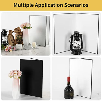 Meking 3 in 1 Photography Reflector Cardboard, 17"x12"/42x30cm A3 Folding Light Diffuser Board for Still Life, Product and Food Photo Shooting - Black, Silver and White - size: 1Pcs A3 Black Silver White