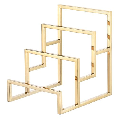 uxcell Gold Clutch Purse Display Stand 3 Layer Wallet Display Rack Clutch Handbag Holder Purse Closet Organizer Display for Home Retail Store Supplies - color: Gold