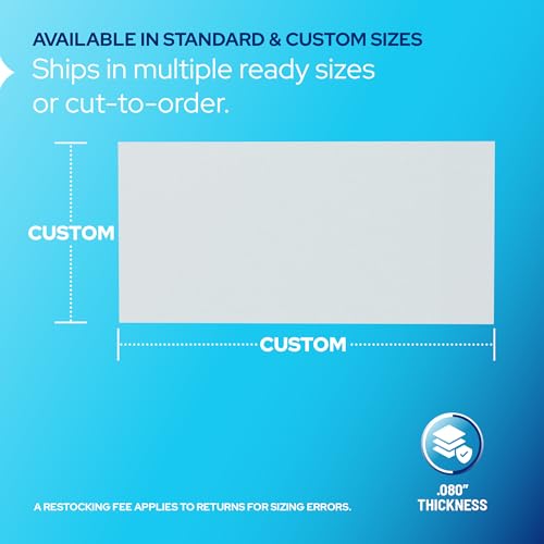 KASTLITE Frost Glaze Acrylic Lighting Panels | Custom Size x .080" Textured Frosted Plexiglass Diffuser Sheets | Flat Fluorescent Light Covers for Ceiling Lights & Overhead Fixtures | 4-Pack - size: CUSTOM SIZE