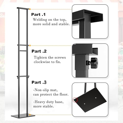 WHAUU 6Pack Sign Holder Display Stand,Heavy Duty Adjustable Pedestal Sign Stand Up to 75 inch,Double-Sided for Board & Foam,Sign Stand with Base,Fit Wedding,Restaurant,Business(Poster not Included) - size: 75 inch-6PACK