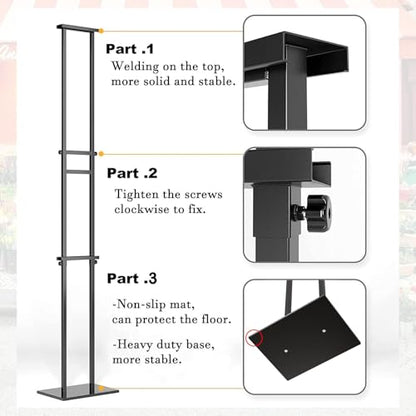 WHAUU 6Pack Sign Holder Display Stand,Heavy Duty Adjustable Pedestal Sign Stand Up to 75 inch,Double-Sided for Board & Foam,Sign Stand with Base,Fit Wedding,Restaurant,Business(Poster not Included) - size: 75 inch-6PACK