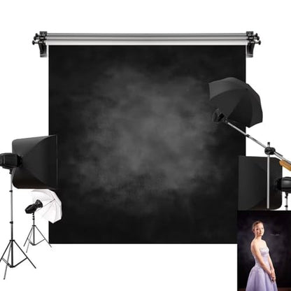 Kate Cold Black Around Gray Texture Abstract Backdrop Photo Background Studio Props,8x8ft