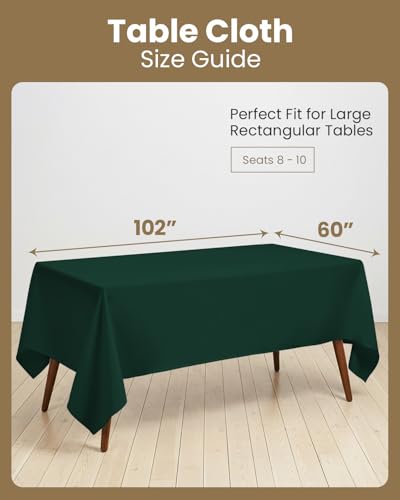 Utopia Kitchen Rectangle Table Cloth 1 Pack, Tablecloth Machine Washable, Polyester Table Cover for Dining, Buffet Parties, Picnics, Events, Weddings and Restaurants (60x102 Inches, Hunter Green) - color: Hunter Green, size: 1 Pack 60x102 Inch Tablecloth
