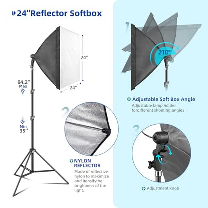Photography Lighting Kit with 8.5x10ft Backdrops, LED Bulbs, Softboxes & Umbrellas - Complete Studio Setup for Video & Photo Shoots