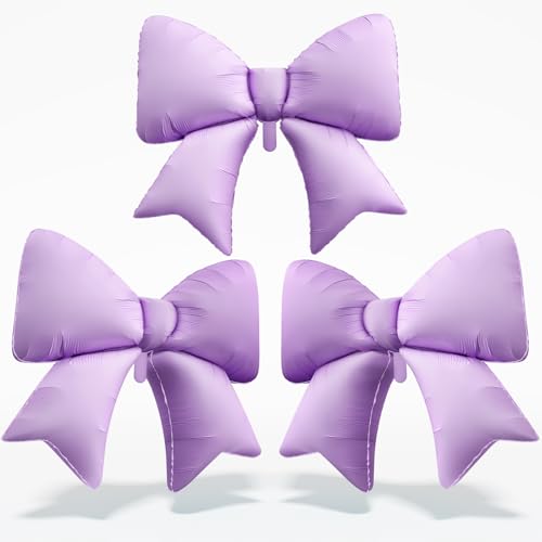 38 Inch Purple Bow Foil Balloons, Giant Light Purple Mylar Bow Shaped Balloons for Girls Women Coquette Lavender Birthday Baby Shower Wedding Bridal Shower Engagement Bachelorette Party Decorations - color: Light Purple, size: 38inch