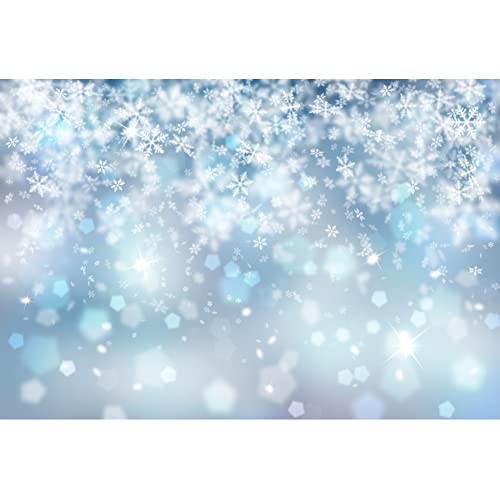 12x10ft Falling Snowflake Portrait Backdrops for Photography Winter Ice Snow Flakes Photo Shoot Newborn Kids Baby Adults Wedding Photo Background Vinyl Photo Booth Props - size: 12x10ft