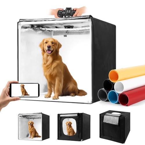 Photo Light Box, Portable 12/16/20/24/32 Photo Studio Light Box, Shooting Tent Kit with 405 Light Beads and 6 Color Backdrops. Lightbox with 3 Stepless Dimming Light Boards for Product Photography - size: 32" x 32" x 32"