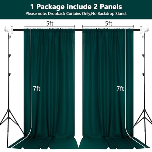 MEETSKY Hunter Green Backdrop Curtains for Parties Wedding Curtains Rod Pocket Green Photo Curtains Backdrop Sliding Drapes Backdrop Curtains for Birthday Party Photography, 5ft x 7ft, 2 Panels - color: Hunter Green, size: 60"W x 84"L (Pack of 2)