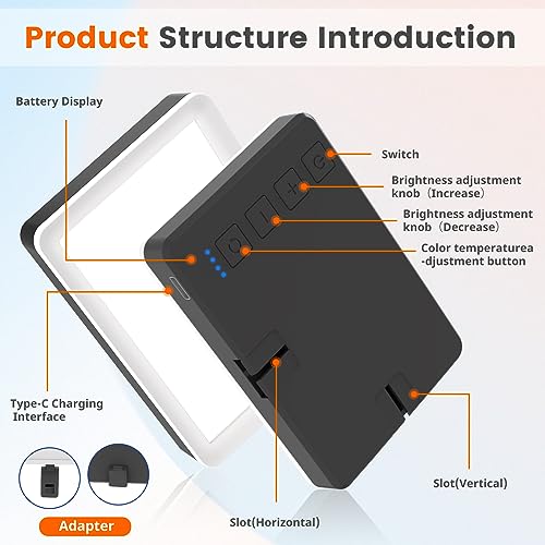 UBeesize Selfie Light with Memory Function, Rechargeable Phone Light for Pictures, iPhone, iPad, Laptop, Monitor, Clip-on Video Light with 3 Light Modes for Live Stream, TikTok, Zoom Calls, Makeup - style: Square Light-1