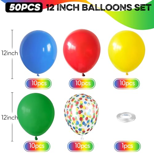 Red Blue Yellow Green Balloon Set, 12 Inch Carnival Circus Party Balloon Red Blue Green Yellow Helium Balloons Confetti Latex Balloon for Video Game Party Rainbow Kid Birthday Party Carnival Circus - color: Red Blue Yellow Green