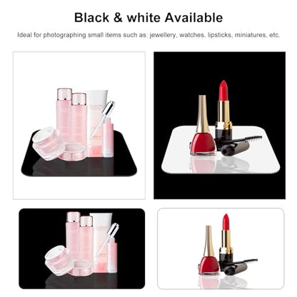 Photography Background Display Board, PULUZ 30cm/12 inch White & Black Acrylic Reflective Display Backdrop Board for Small Product Table Top Photography Shooting(12 x 12 inch) - size: 12 x 12 inch