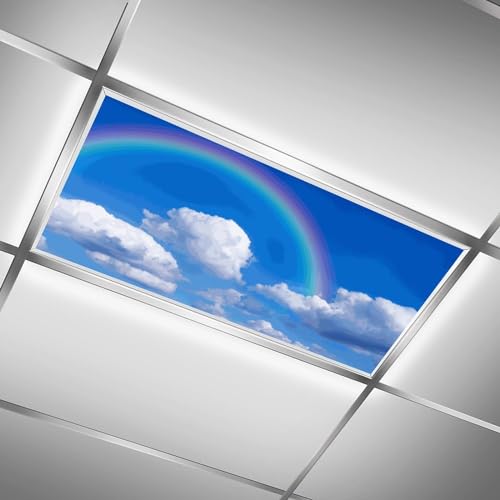 Fluorescent Light Cover for Classroom -2 Pcs Rainbow White Clouds Magnetic Fluorescent Light Covers, Ceiling Light Covers Shade Panel Coverings for Office Classroom Home Drop Ceiling, 4 x 2 Feet - color: Color-20