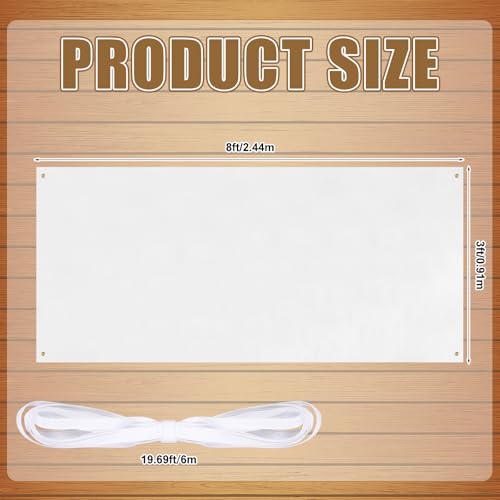 Zonon Large Blank Banners And Signs Polyester Oxford Cloth Sublimation Banner To Decorate With Hanging Rope For Indoor Wall Outdoor Easy to Hang DIY Signs For Business Office(White,3 x 8 Feet) - color: White, size: 3 x 8 Feet