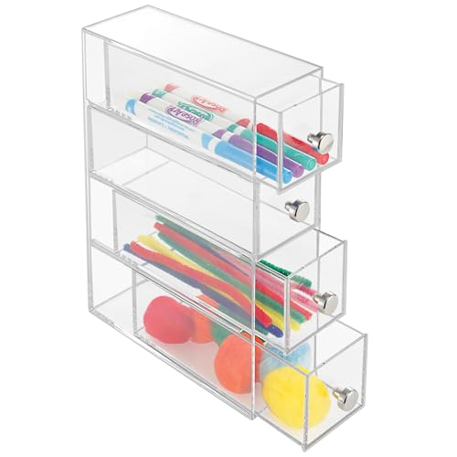 iDesign 36560EU 4-Drawer Vanity/Cosmetic Organizer, Set of 1, Clear - style: 4 Drawer Flip