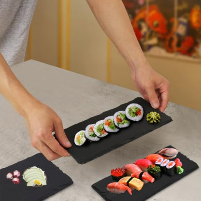 10 Pack 10 x 4.72 Inch Slate Cheese Boards, Black Rectangle Slate Charcuterie Boards, Natural Charcuterie Stone Plates for Parties, Gifts, and Special Events, Cheese, Sushi, Food. - size: 10 Pack 10 x 4.72 Inch